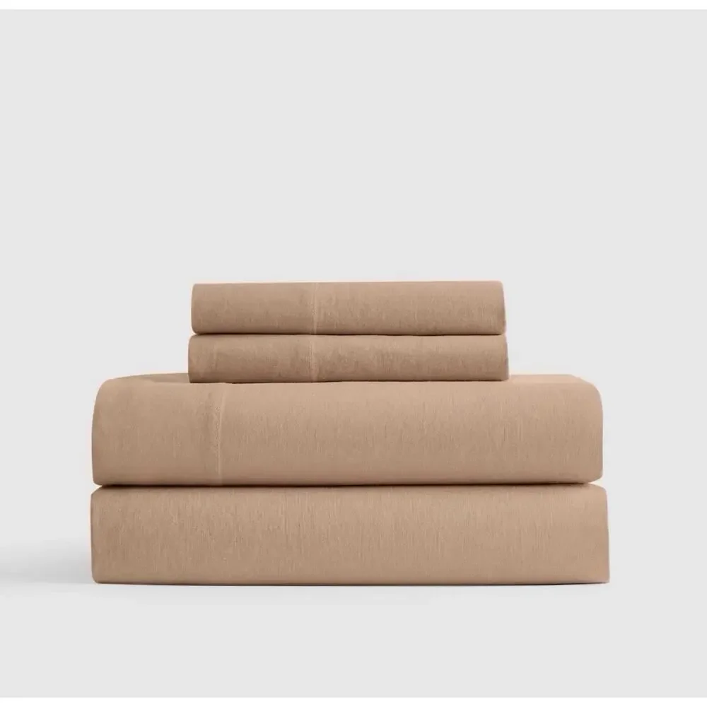NEW Quince QUEEN European Linen Sheet Set 4 Pc LATTE $224